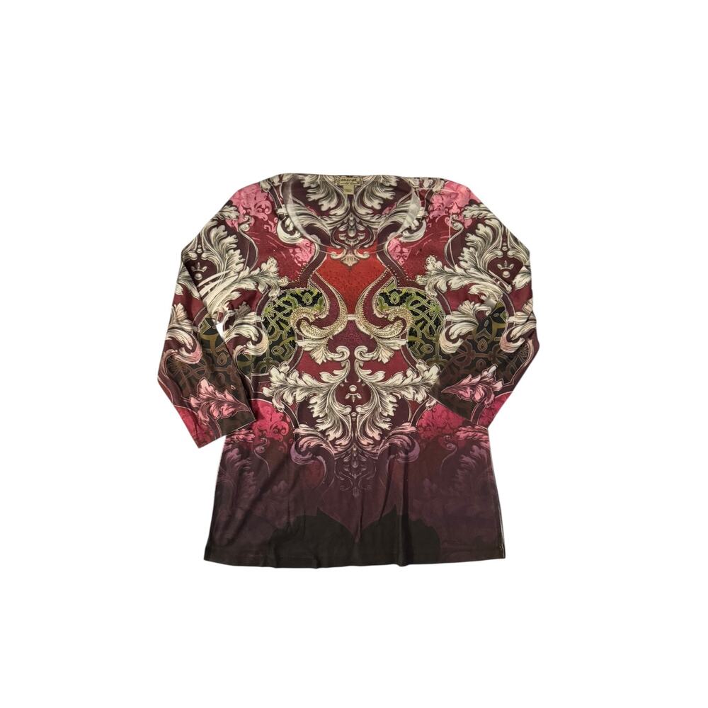 Energy World Wear Flowery Sparkly Stoned Top Large